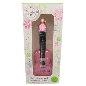 Dolly Parton Pink Guitar Holiday Glass Ornament